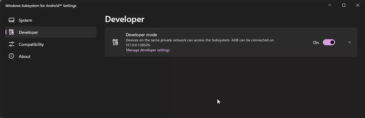  حالت Developer را در Windows Subsystem for Android فعال نمایید.